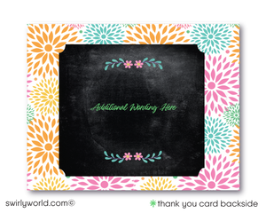 Celebrate a special 40th with the perfect invitation! Our beautiful, garden-inspired design is sure to make your forty-year-old feel fabulous and one-of-a-kind. This whimsical organic floral digital design bundle would be great for a luncheon or girls day out! Includes matching thank-you cards and envelopes for an unforgettable event! 