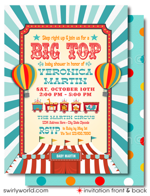 Step right up to the greatest show celebrating the upcoming arrival of your little star! Introducing our Vintage Style Carnival Theme Baby Shower Digital Downloadable Bundle Set, perfect for parents-to-be who adore the nostalgic allure of a vintage carnival aesthetic and desire a gender-neutral theme for their baby shower.