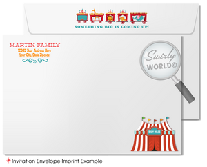 Gender Neutral Vintage Retro Carnival Circus Theme Baby Shower Invitation Bundle