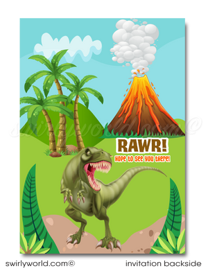 Dinosaur Tyrannosaurus T-Rex Battling Triceratops Birthday Party Digital Invitation