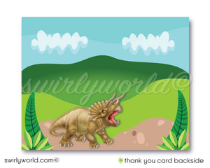 Dinosaur Tyrannosaurus T-Rex Battling Triceratops Birthday Party Digital Invitation