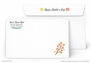 Mother's Day card with envelope featuring floral designs and text.