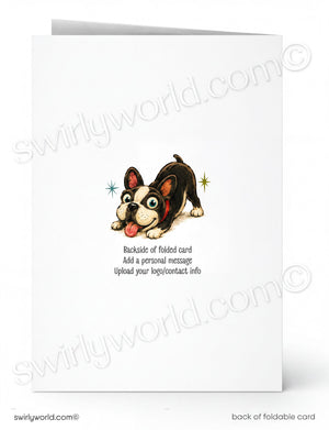 a cartoon illustration of a dog with a star-shaped tag on its ear, accompanied by text instructions for creating a personalized message on a folded card.