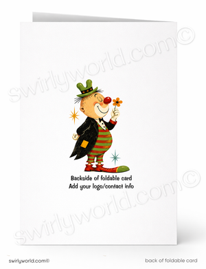 Clown Around Funny Cartoon Happy Birthday Card