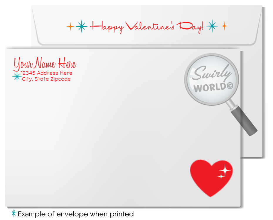 Mid-Century Modern Valentine’s Day Cards for Realtors with Custom Logo Space, Vibrant Desert Design