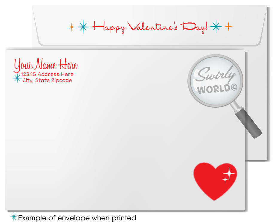 Digital Retro MCM Mid-Century Home Atomic Modern Valentine's Day Cards for Realtors