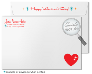 Mid-Century Modern Valentine’s Day Cards for Realtors with Custom Logo Space, Vibrant Desert Design
