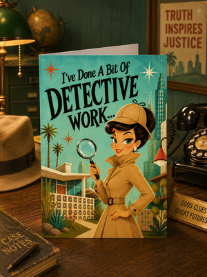 A vertical art print or poster titled 'I've Done A Bit Of DETECTIVE WORK.