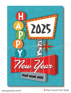 Atomic Starburst Mid-Century Retro Happy New Year Cards Card Digital File Download