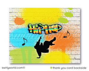 Old School 80's 90's Hip Hop Break Dance Graffiti Wall Spray Paint Birthday Party Invitation thank you card Digital Download