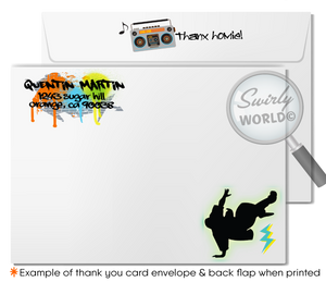 Old School 80's 90's Hip Hop Break Dance Graffiti Wall Spray Paint Birthday Party Invitation thank you card Digital Download