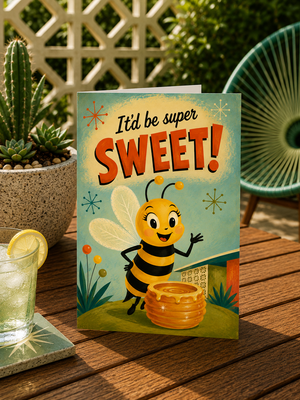 It’d Be Super Sweet Bee Sales Promotion Greeting Card