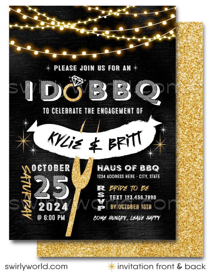 "I Do BBQ" Couples' Retro Style Barbecue Wedding Engagement Party Invitations