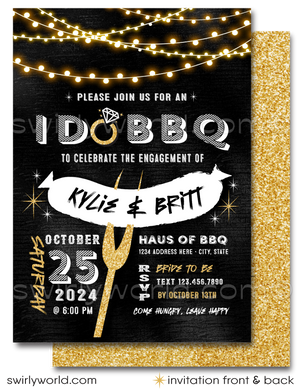 "I Do BBQ" Couples' Retro Style Barbecue Wedding Engagement Party Invitations