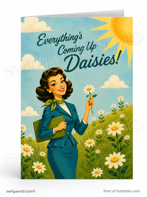 Everything’s Coming Up Daisies Retro Business Thank You Card
