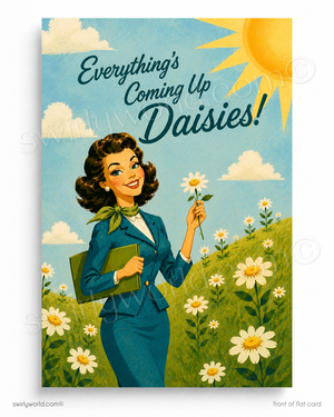 Everything’s Coming Up Daisies Retro Business Thank You Card