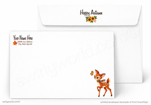 Happy Fall Deer Lakeside Retro Woodland Greeting Card