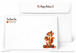 Happy Fall Chipmunk Squirrel Acorn Retro Greeting Card