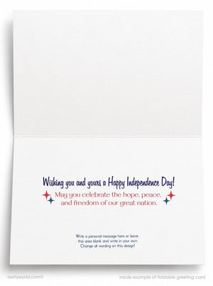 The image is a blank greeting card with a message for a happy independence day.
