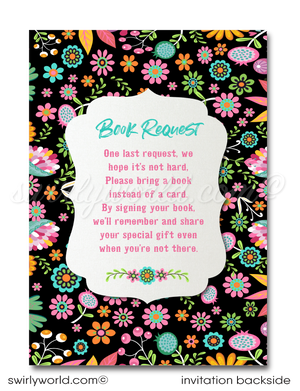 Little Señorita Mexican "Papel Picado" Paper Flags Fiesta 1st Birthday Party Invitation Book Request Card for Girls