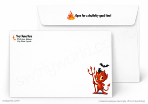 Little Devil Printed Halloween Greeting Card - "All Fired Up!" Humorous Design