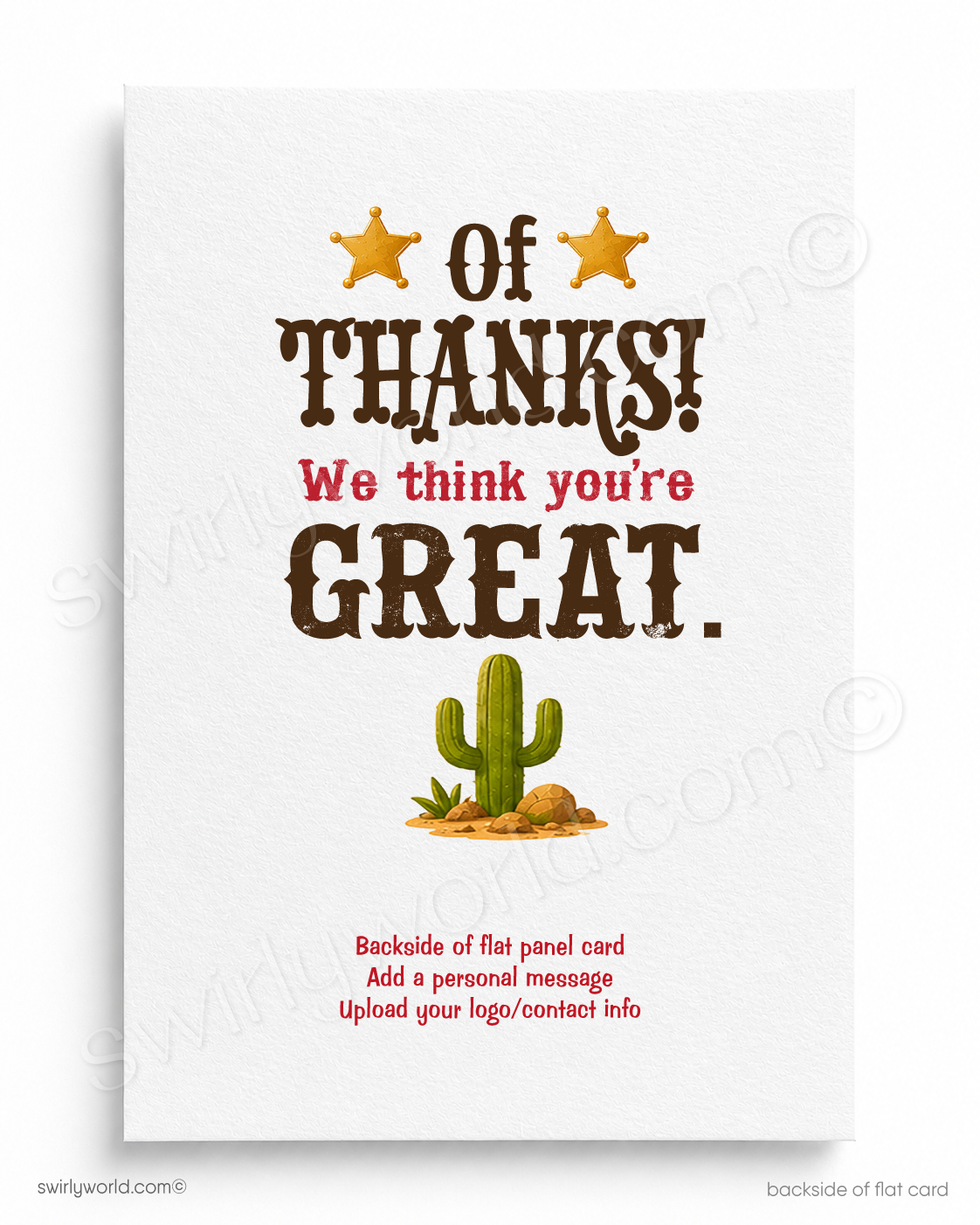Funny Cowboy Thank You Cards | Collectible Thank You Flat Cards