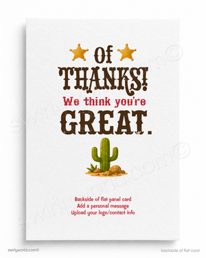 Funny Cowboy Thank You Cards | Collectible Thank You Flat Cards