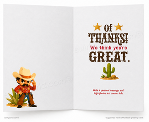 Cartoon Humorous Cowboy Sheriff Business Thank You Cards for Customers