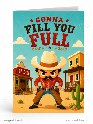 Cartoon Humorous Cowboy Sheriff Business Thank You Cards for Customers