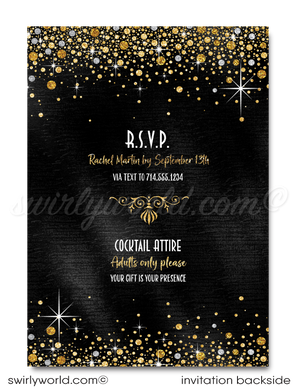 Celebrating a 50th birthday party is such a momentous occasion. Set your party off in style with this gorgeous and glamorous gold and black, 50 & Fabulous birthday invitation and thank you card digital bundle. If you love retro design, then this is the perfect 50th birthday invite for your upcoming Fifty and Fabulous birthday celebration!