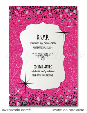 Pink & Silver Glitter "Flirty Thirty" Glamorous 30th Birthday Digital Invite for Women