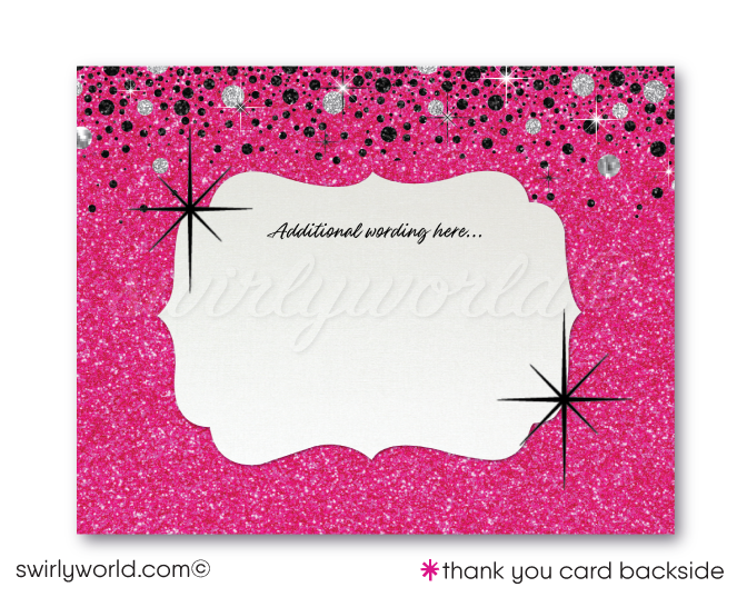 Pink & Silver Glitter "Flirty Thirty" Glamorous 30th Birthday Digital Invite for Women