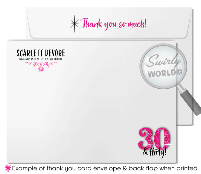 Pink & Silver Glitter "Flirty Thirty" Glamorous 30th Birthday Digital Invite for Women