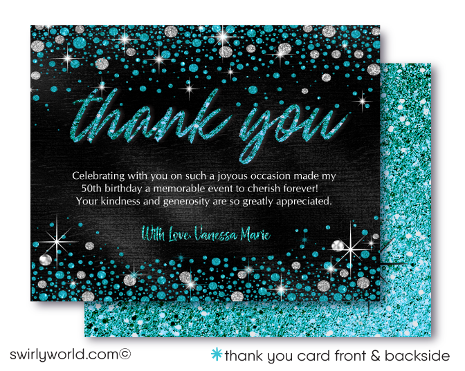 Forty 40 & Fabulous Glamorous Glitter Over the Hill Birthday Digital Invitation Set