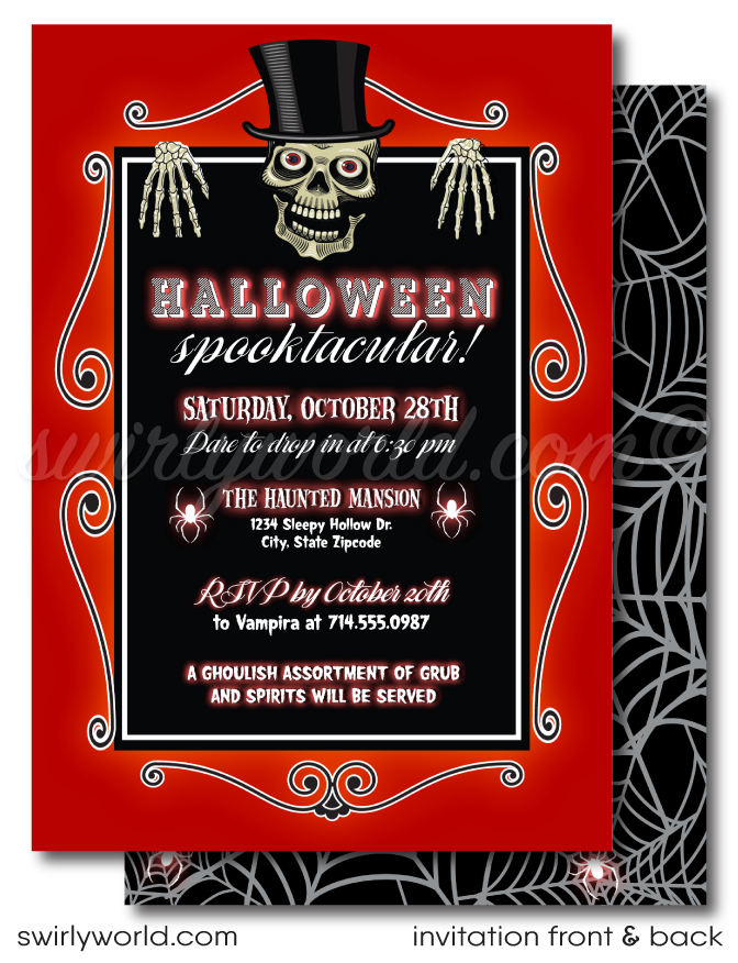 Skeleton Halloween Cocktail Adult Costume Party Invitation Evite Printable Digital Download