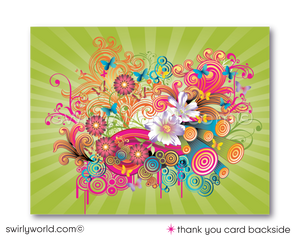 Groovy Psychedelic Hippie Chic Bohemian Gender Neutral Baby Shower Invitation Bundle