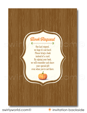 Little Pumpkin Fall Autumn Halloween Printed Baby Shower Invitations and Thank You Cards