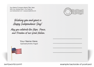 Neighborhood of Houses with Fireworks American Flag 4th of July Postcards for RealtorsNeighborhood of Houses with Fireworks American Flag 4th of July Postcards for Realtors