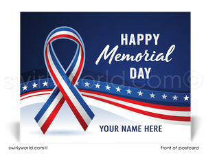 Patriotic American Red, White, and Blue Ribbon Honor Veterans Memorial Day Postcards
