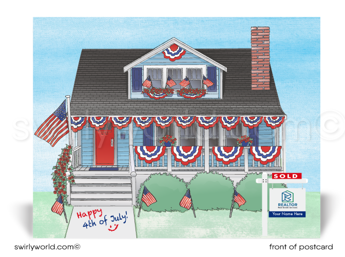 Patriotic American Traditional Home Decorated for July 4th Celebration for Realtors®