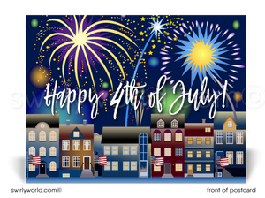 Patriotic Neighborhood of Houses Celebrating the 4th of July Postcards for Realtors®