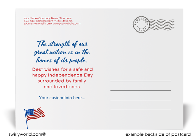 Patriotic Traditional American House Decorated for July 4th Celebration Postcards for Realtors