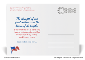 Patriotic Traditional American House Decorated for July 4th Celebration Postcards for Realtors