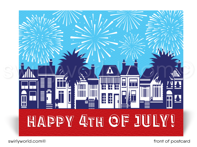 Neighborhood Happy 4th of July Independence Day Patriotic Postcards for Realtors