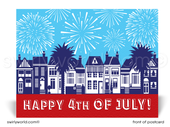 Neighborhood Happy 4th of July Independence Day Patriotic Postcards for Realtors