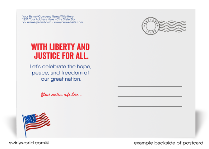 American Patriotic July 4th Happy Independence Day Postcards for Business