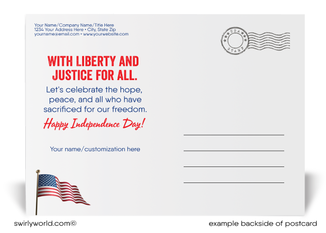 Patriotic American Flag Military July 4th Happy Independence Day Postcards