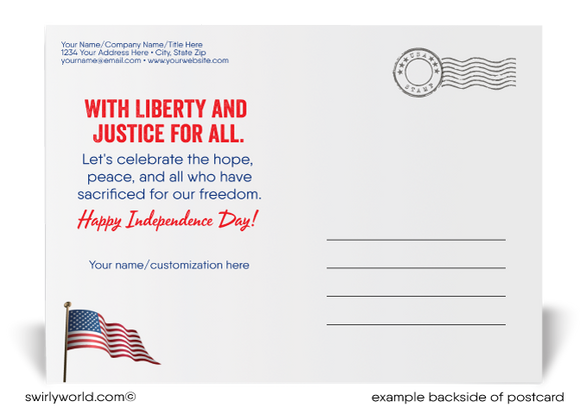 Patriotic American Flag Military July 4th Happy Independence Day Postcards