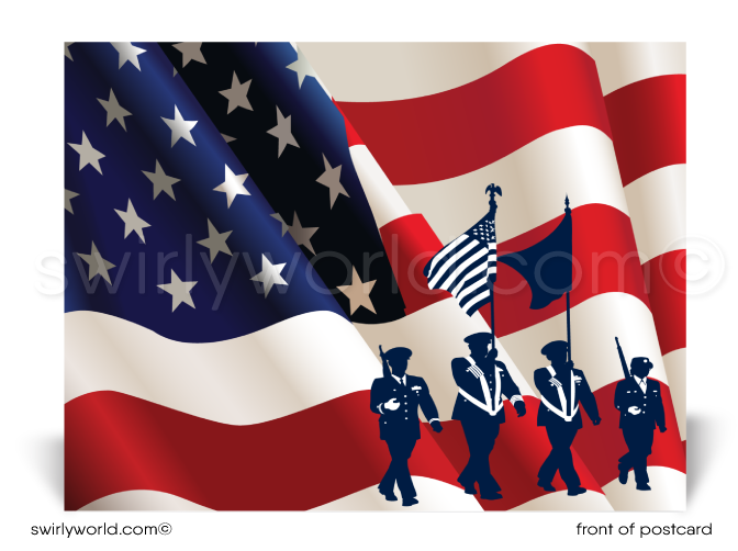 Patriotic American Flag Military July 4th Happy Independence Day Postcards
