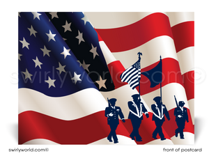 Patriotic American Flag Military July 4th Happy Independence Day Postcards